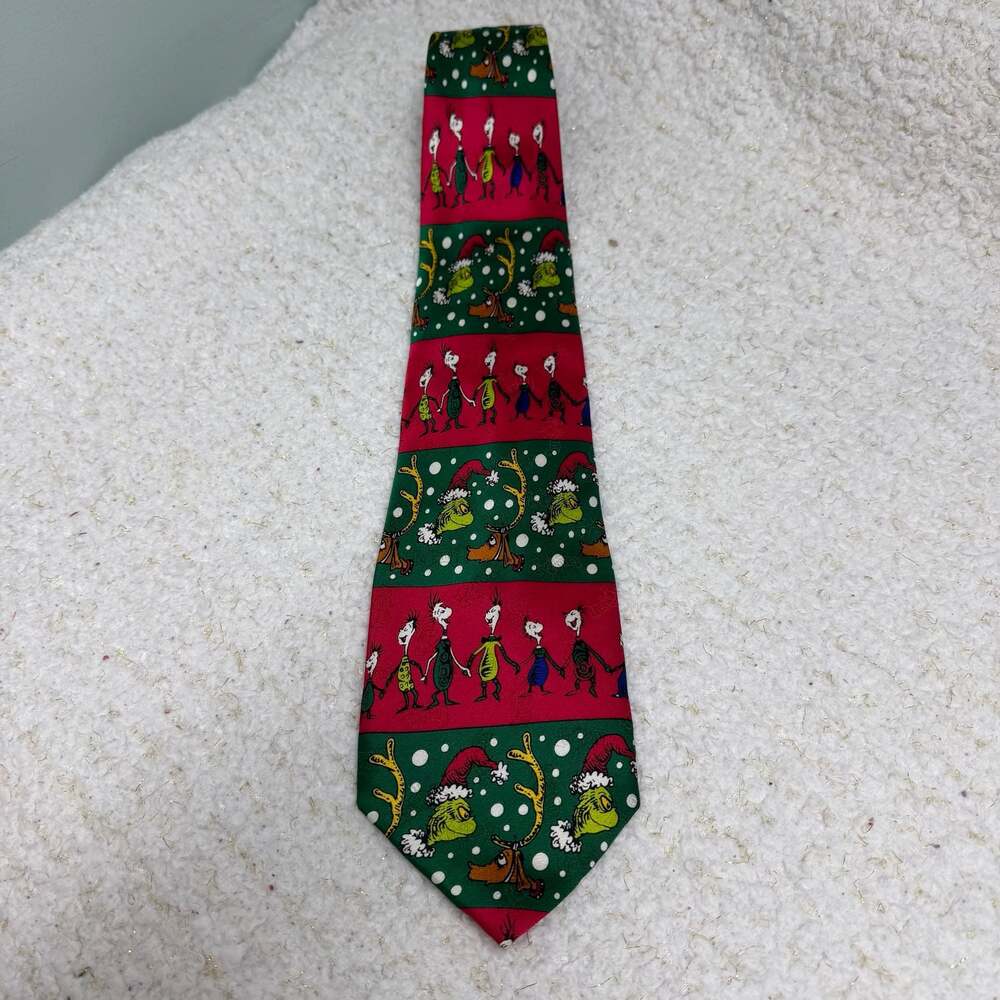 Dr. Seuss How The Grinch Stole Christmas Silk Necktie The Whos & Max Grinch Tie